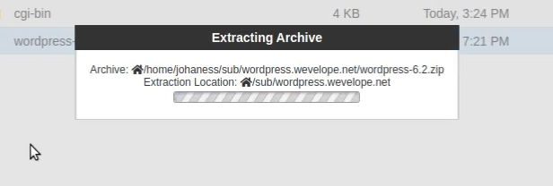 cpanel - extract wordpress