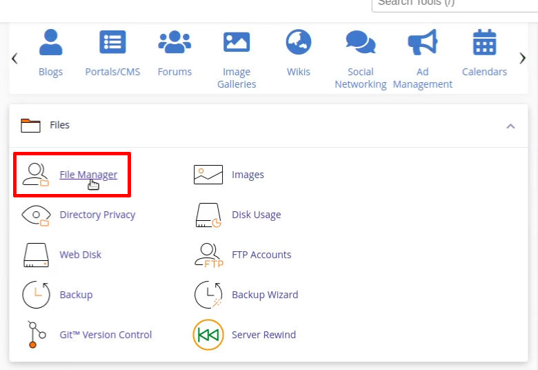 cpanel - file manager