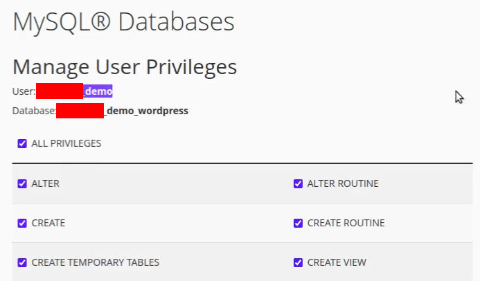 cpanel - buat database, user baru, privilage