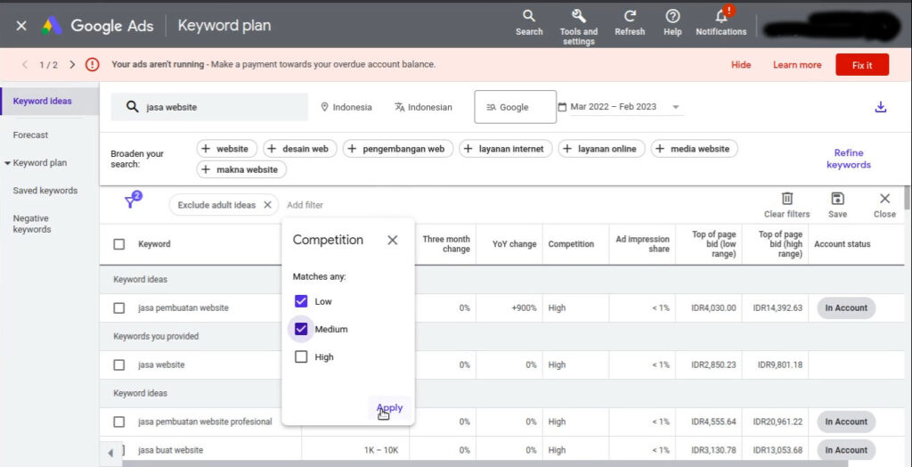 google keyword planner - keyword plan - kata kunci