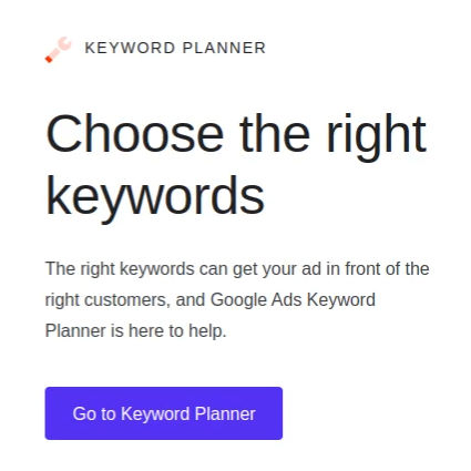 google keyword planner - homepage