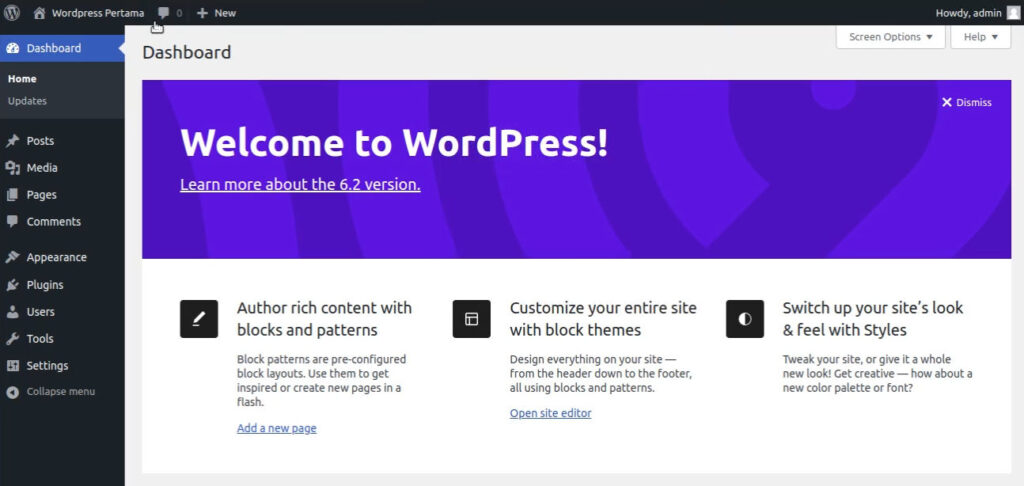wordpress - dashboard